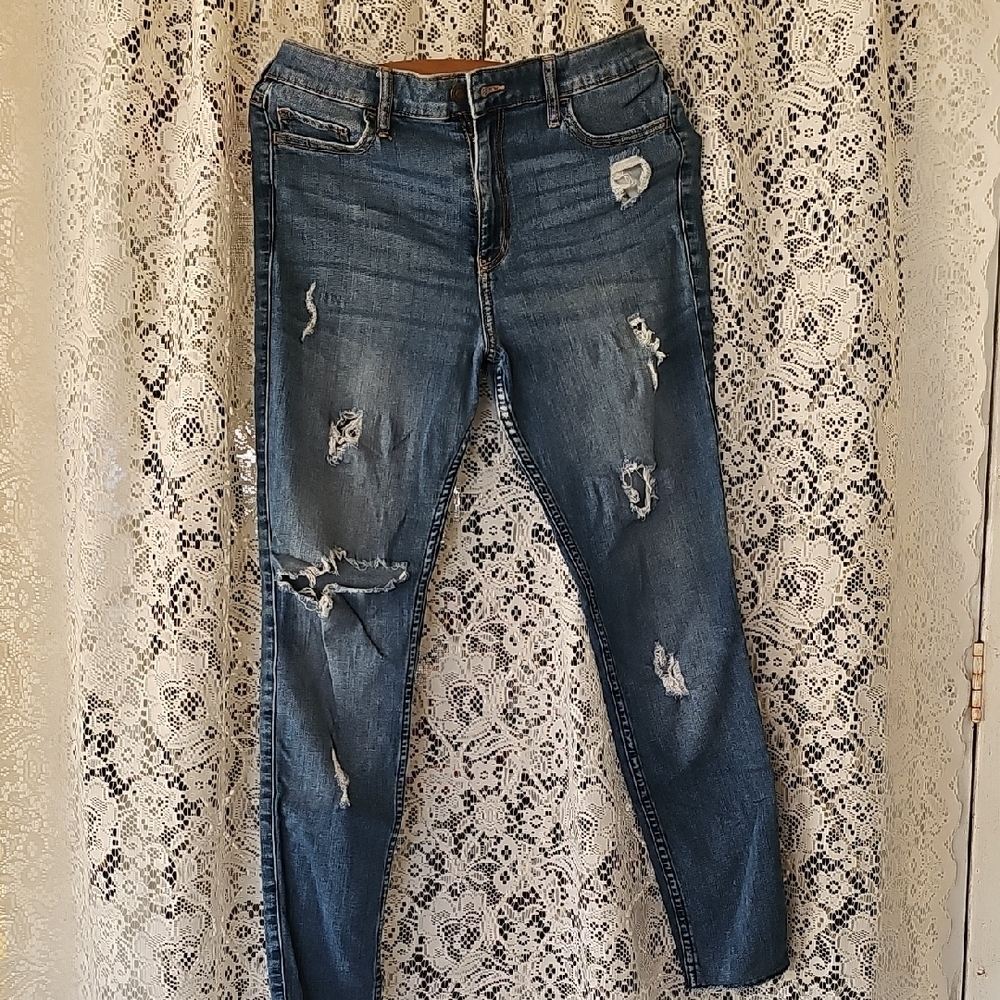 Distressed Blue Hollister Jeans
